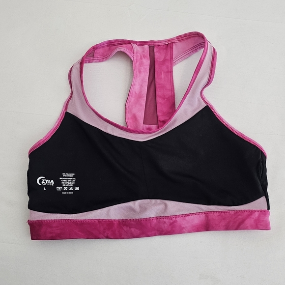 Zyia Active Tie Dye Fuchsia Hendrix Mesh Light n Tight Bra L - Picture 13 of 15
